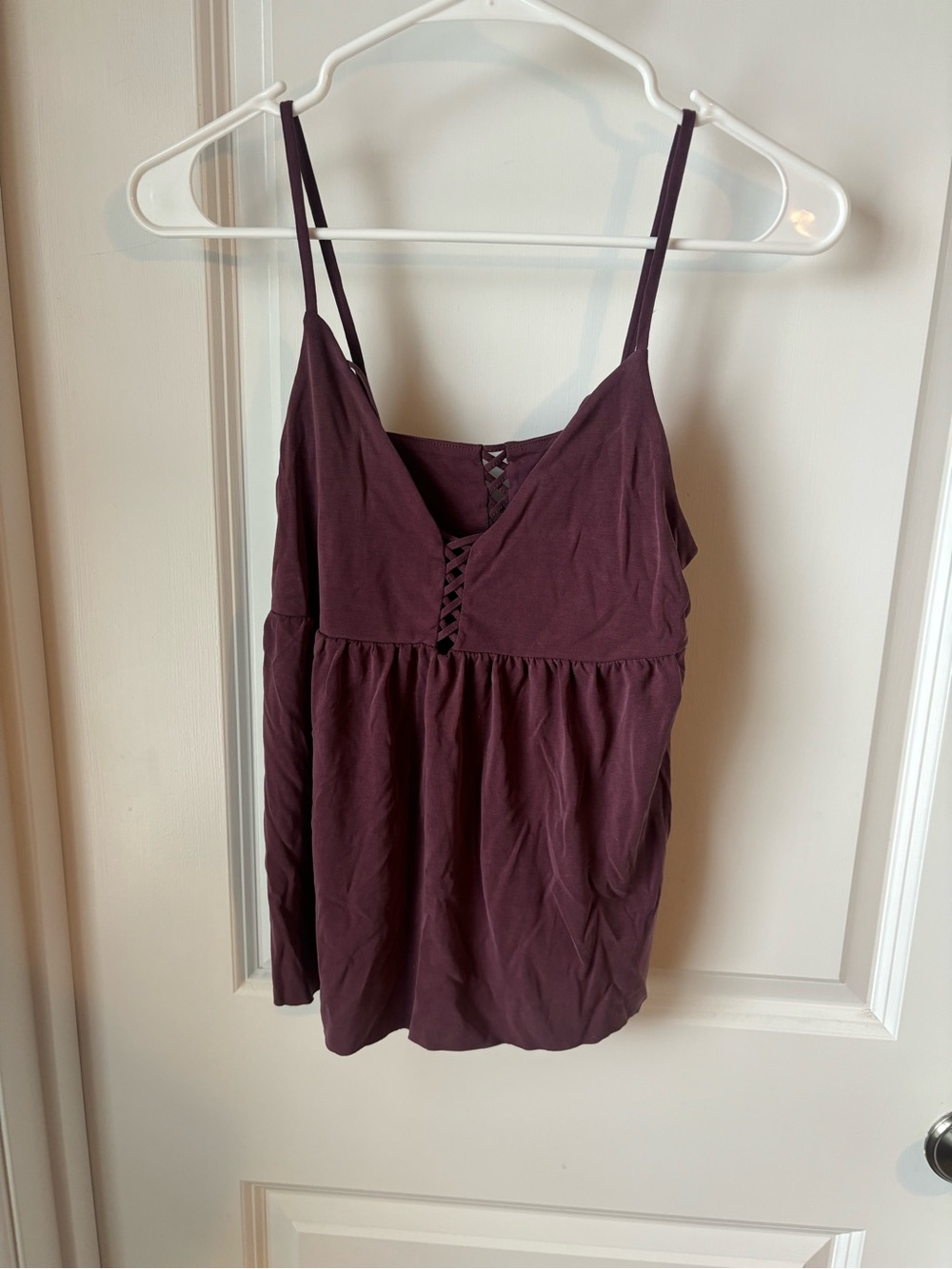 Women’s Spaghetti Strap Lace-Up Cami Tank Top - Plum- NWT